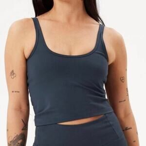 Girlfriend Collective Gemma Scoopneck Compressive Tank Bra Dark Blue NWT Small